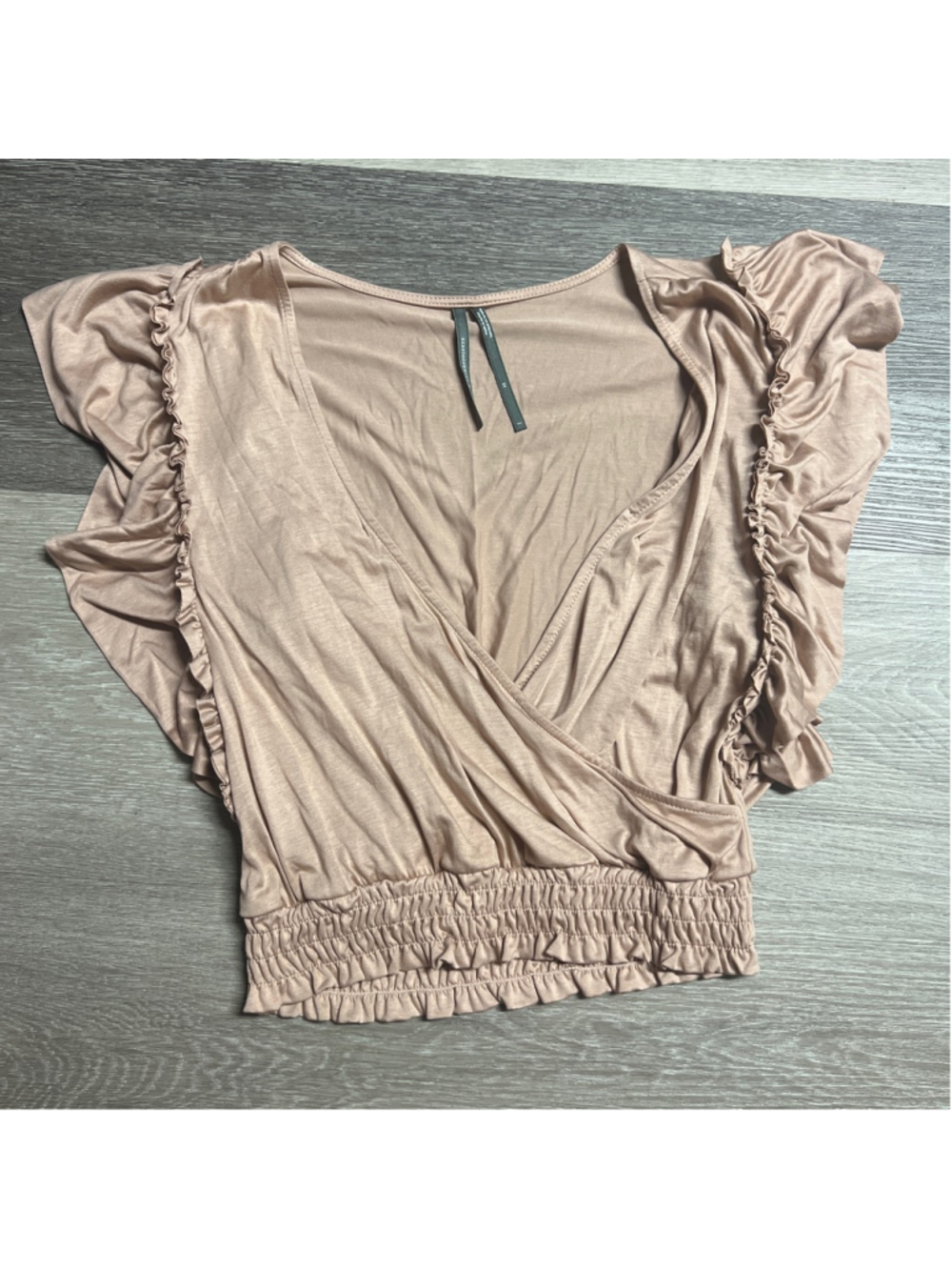 Women's Anthropologie Pink Ruffle Sleeve Wrap Blouse XS - Picture 5 of 10